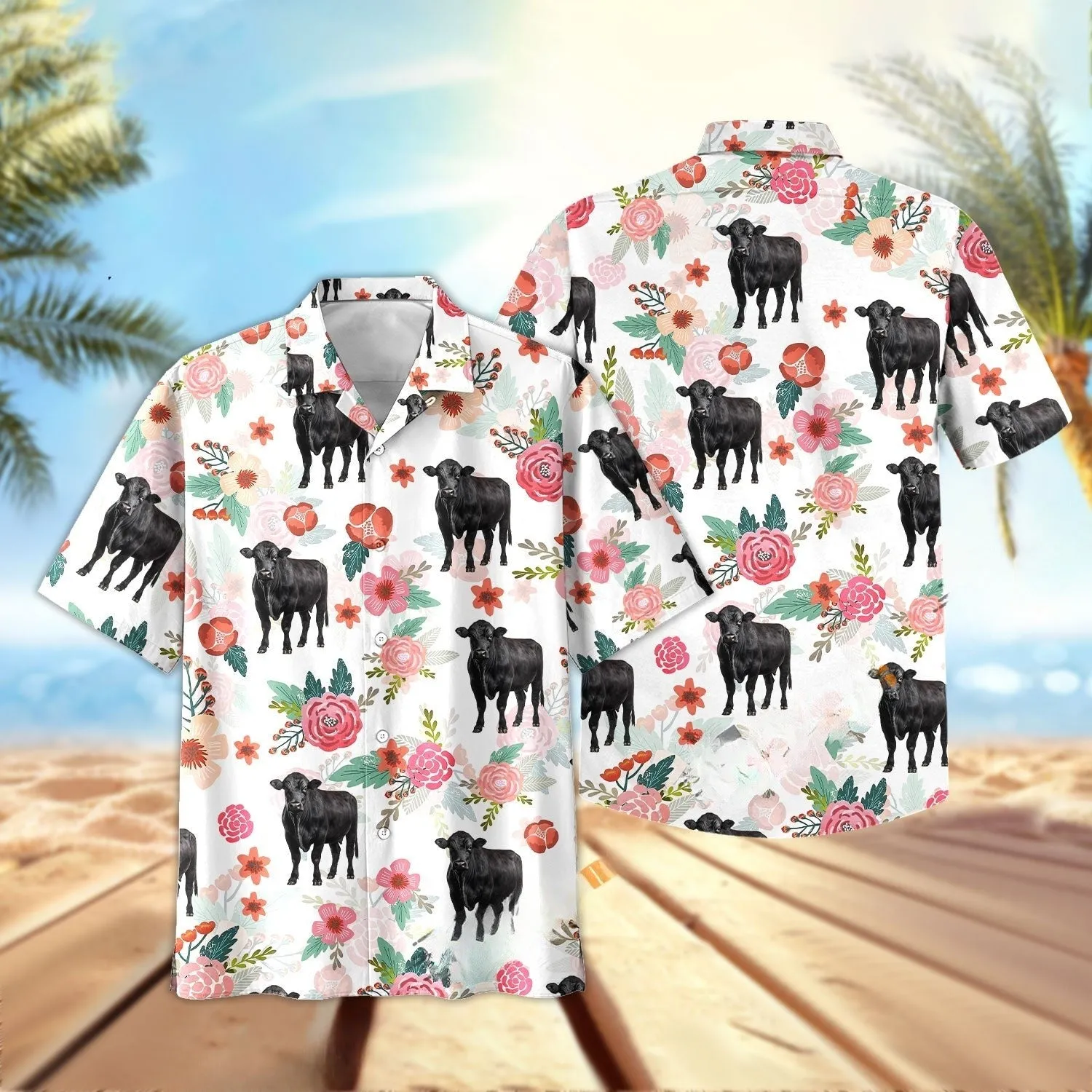 Joy Corners Black Angus Fresh Summer  3D Hawaiian Shirt