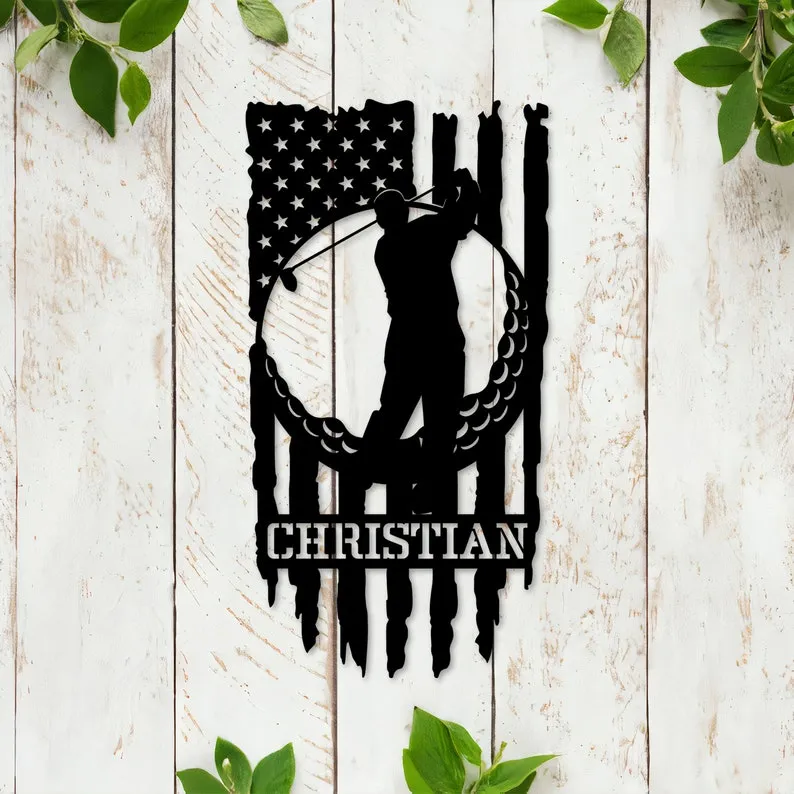 Personalized Golfer Metal Sign - Custom Golf Wall Art - Father's Day Gift - Birthday Gift For Him - Dad Gift
