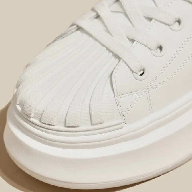 Sporty White Skate Shoes For Women Lace Up Sneakers
