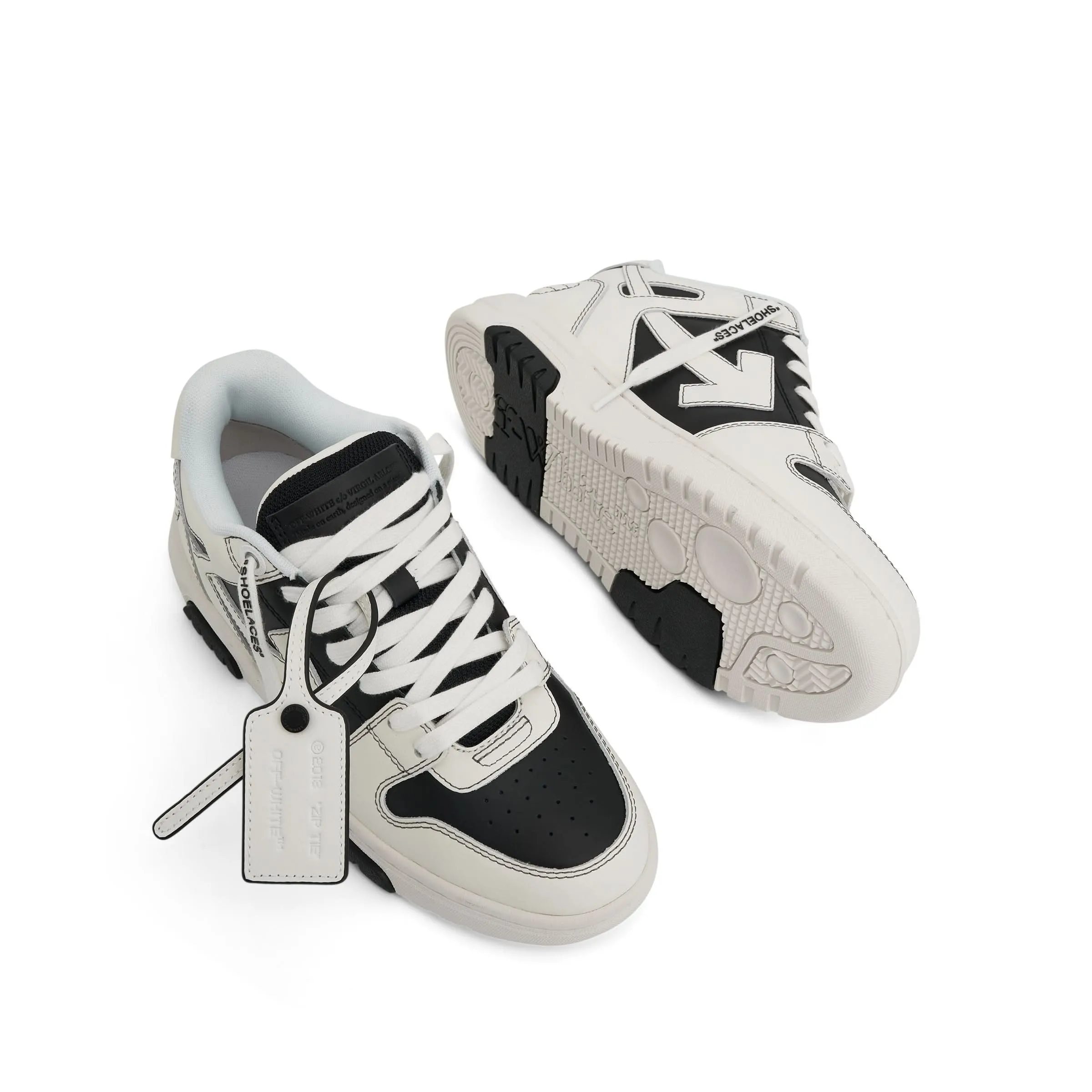 Women Out of Office Calf Leather Sneaker in Black/White